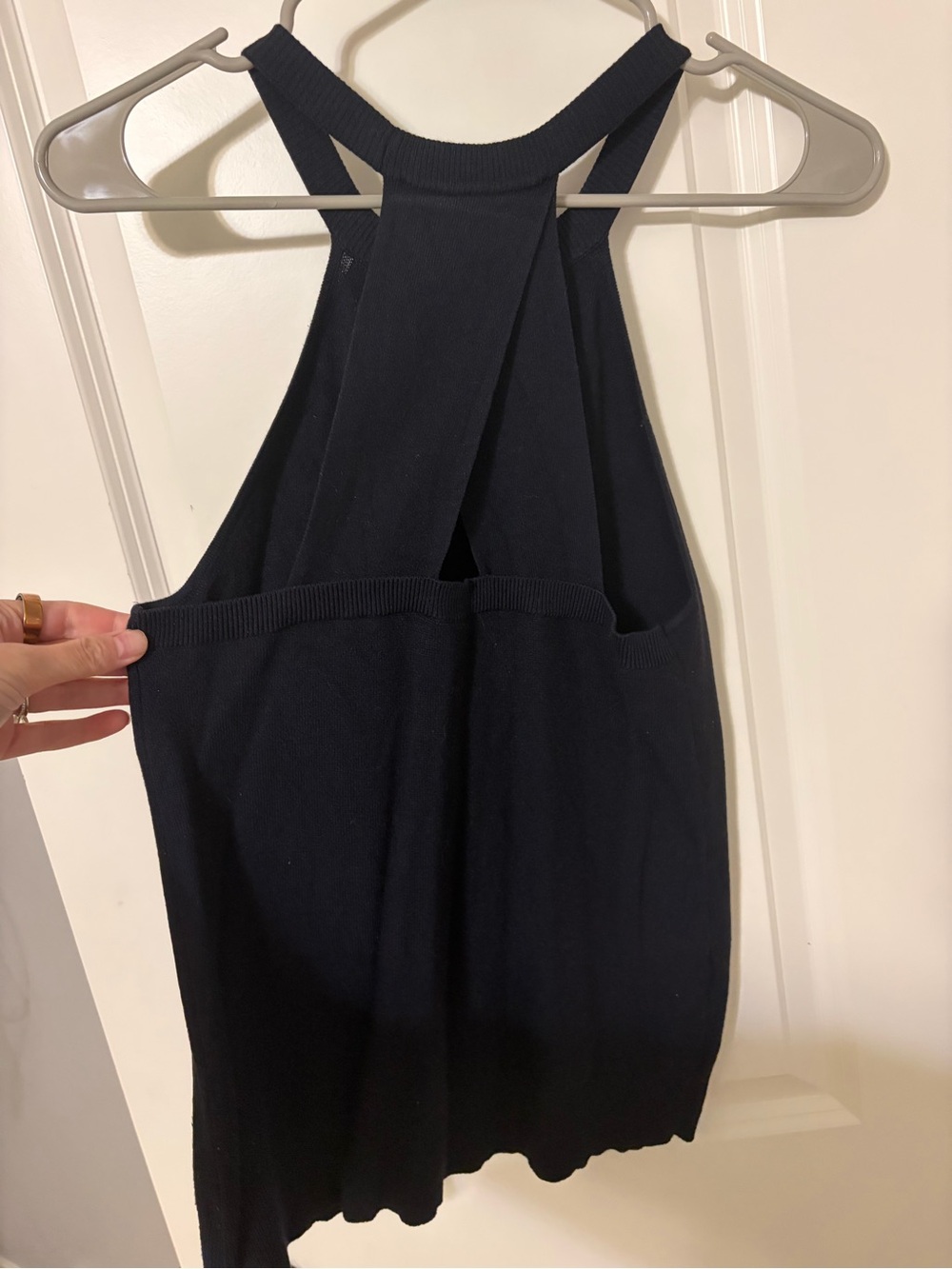 LOFT Navy Ribbed Halter Tank Top - Picture 2 of 3